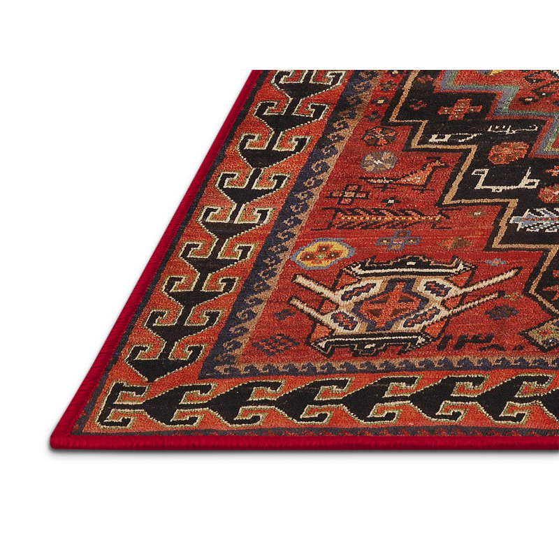 Tapis oriental multicolore tissé à la machine Oriental, Rectangle 4 pi x 6 pi