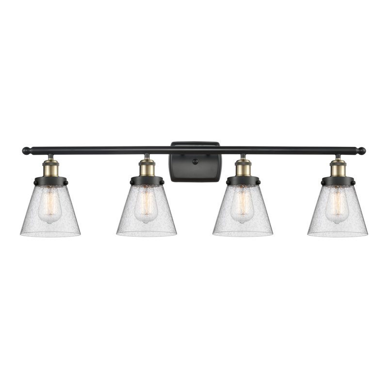Éclairage pour salle de bain 4 lumières Harlean, Ampoule non incluse, Laiton antique noir