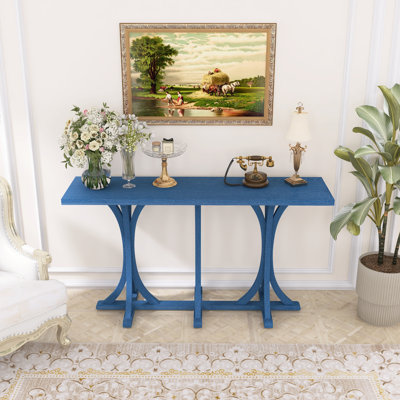 Console 59,8 "avec plateau en placage de bois et pieds courbés