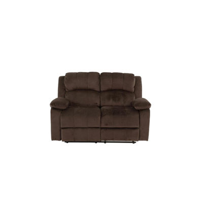 Kleiner Modern Sofa Motion Loveseat 1Pc Living Room Furniture Chocolate Padded Suede Plush Cushion Couch Metal Reclining