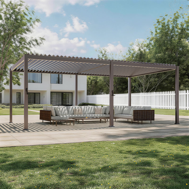 Metal Pergola with Louver, 12 ft x 20 ft