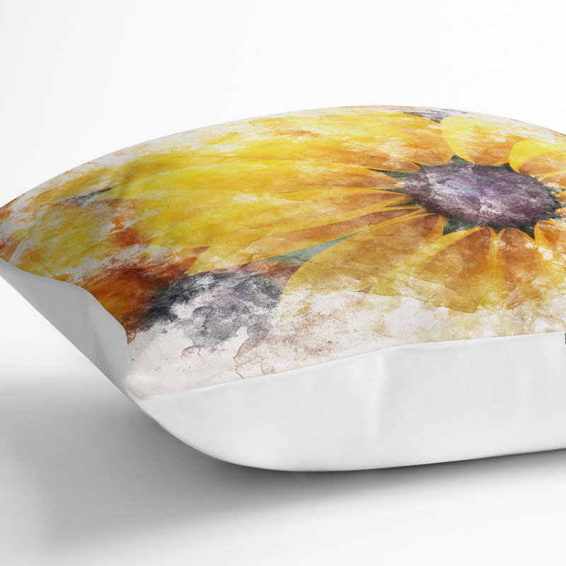 Coneflowers Cushion with Filling, White, 55cm H x 55cm W x 20cm D