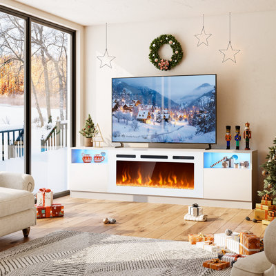 Janyriah TV Stand for TVs up to 80" with 36" Fireplace Included, Modern Entertainment Center