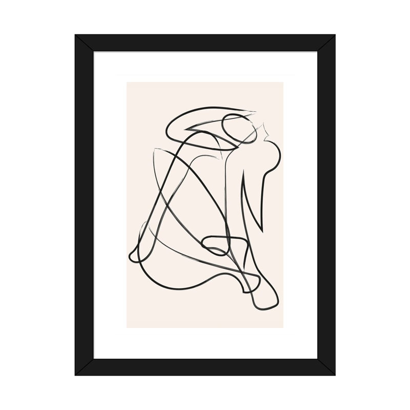 « Déconstruit silhouette Natural » par Mambo art studio-impression, H 24 po x l 16 po x P 1 po, Papier encadré noir, Blanc