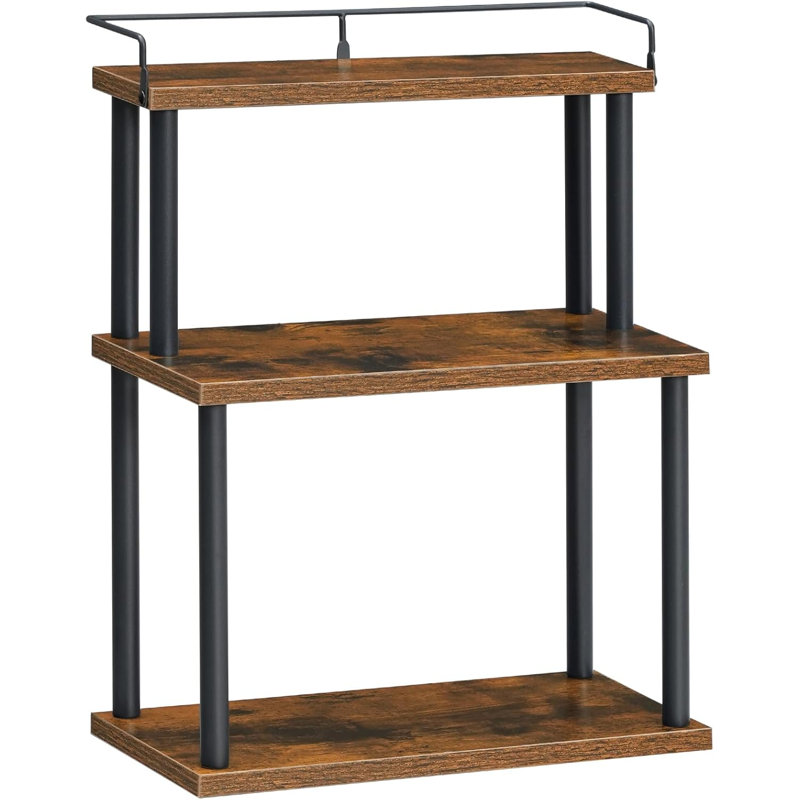 Organisateur de comptoir de cuisine, tablette d'angle mobile, organisateur de rangement de bureau pour comptoir, bureau, salon, brun rustique et noir