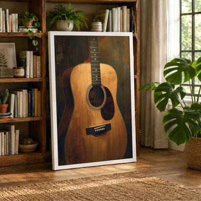 Weathered Guitar Rustic - Wrapped Canvas