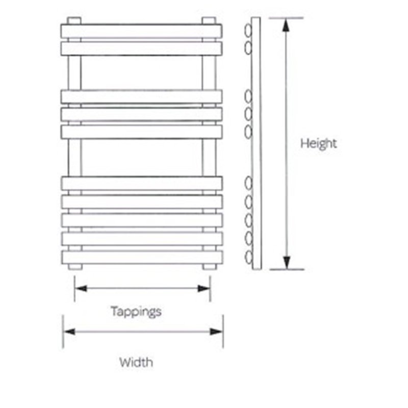 Clifton Heated Towel Rails, 80cm H x 50cm W x 6.3cm D