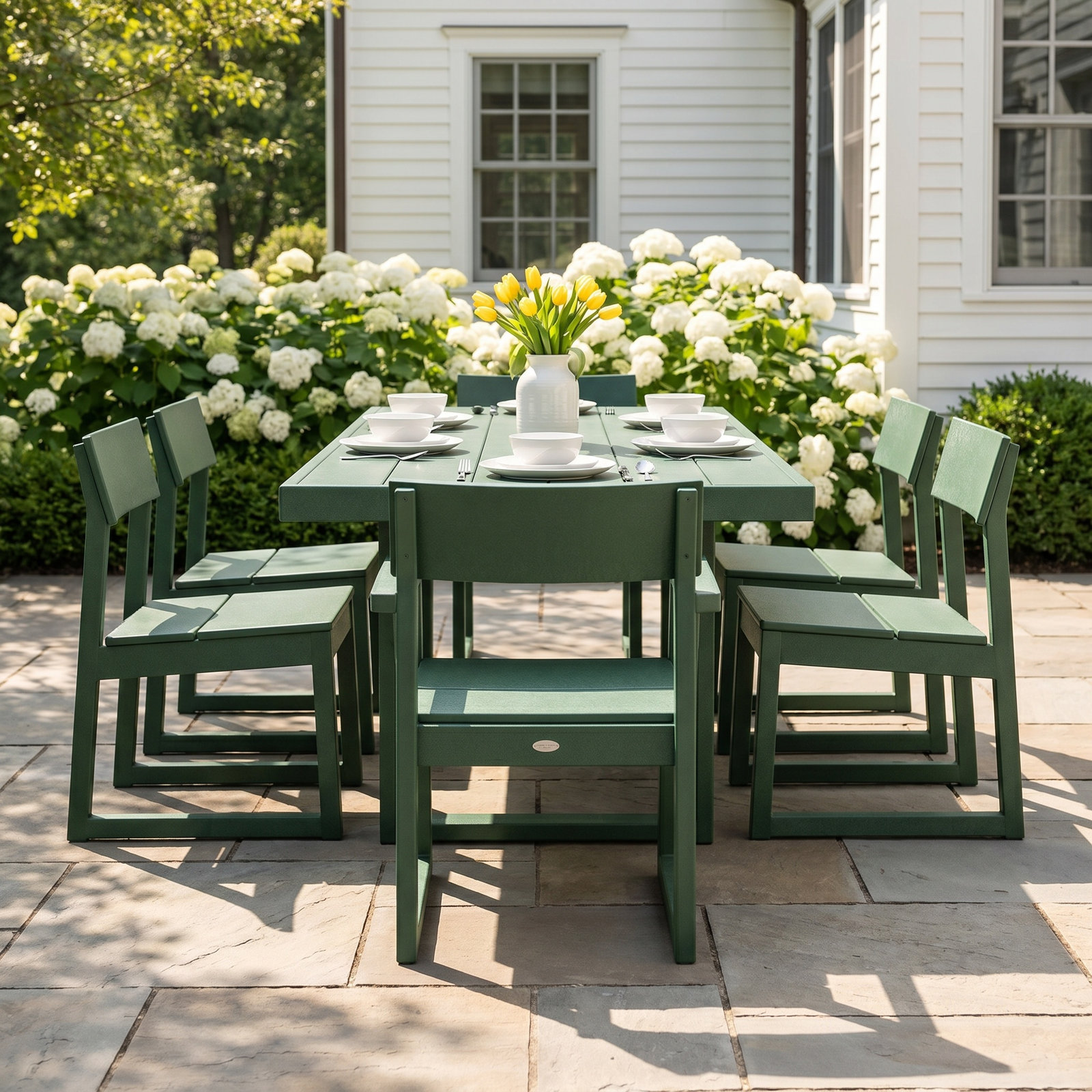 POLYWOOD® Edge 78" Patio Dining Set, Green