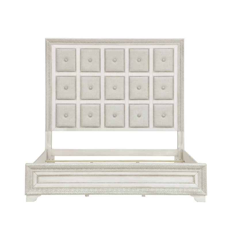 Camila Cream King Upholstered Bed with Tufted Headboard