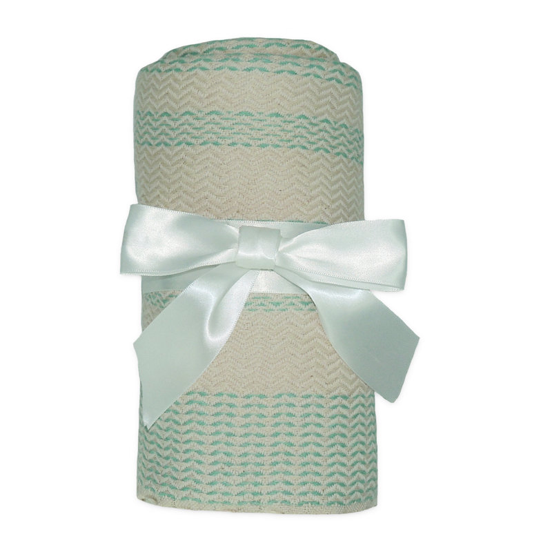 Jeté 100% coton Dacion, Vert rayé