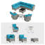 Ensemble de conversation modulaire en osier 10 pièces avec chaises berçantes pivotantes, table basse et table d'appoint, ensemble de conversation pour patio toutes saisons-608008247