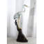 Sculpture bronze en forme de héron sur base de marbre en bois flotté 17 po x 17 po x H 37 po