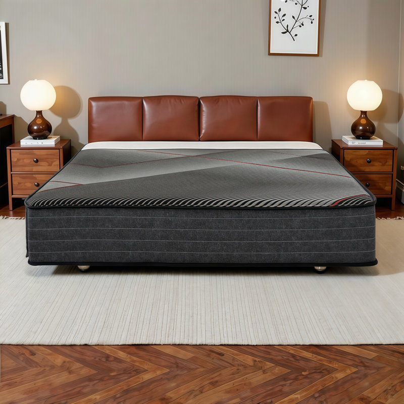 Matelas hybride rafraîchissant avec ressorts ensachés | Support moyen ferme de 11 pouces, isolement de mouvement et bord renforcé pour plus de stabilité