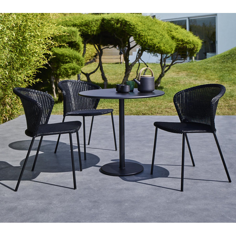 Lean Stacking Patio Dining Side Chair with Cushion, Black
