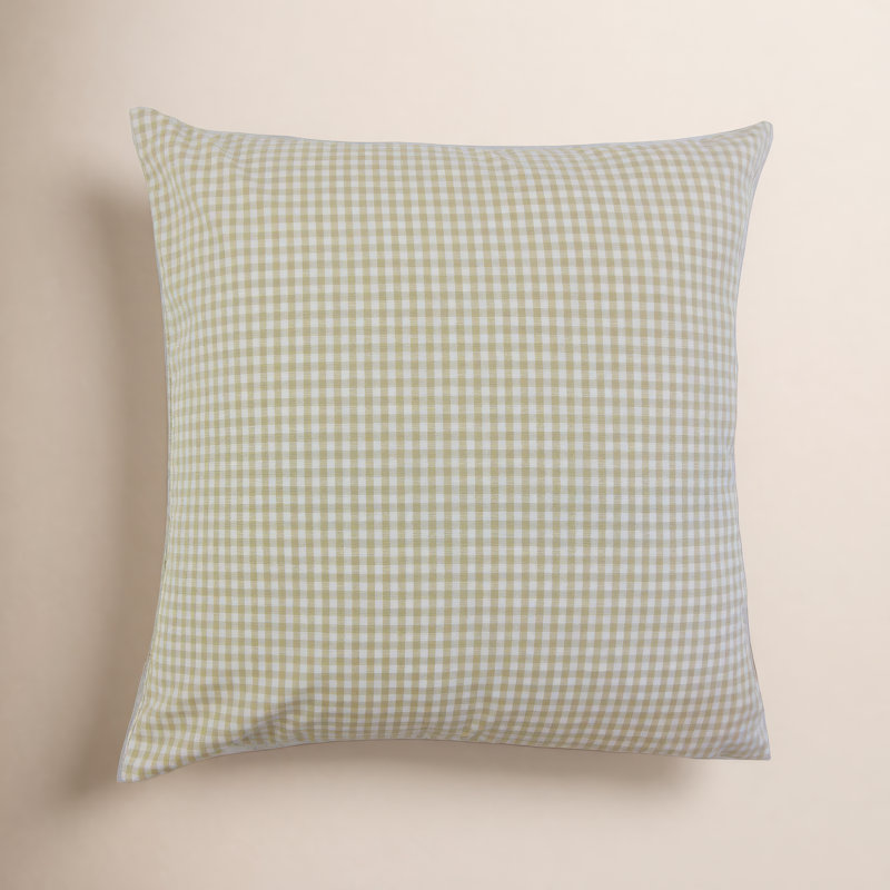 Henriette Plaid Cotton Reversible Throw Pillow, Beige, 20" H x 20" W