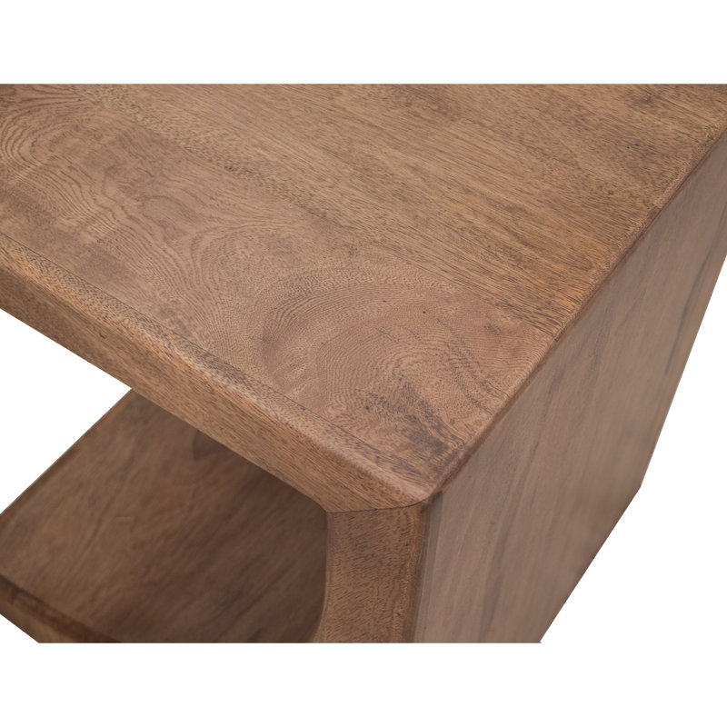 Table d'appoint Okai, plateau de table, bois de manguier brun massif de style C, H 24,25 po x l 19,75 po x P 19 po