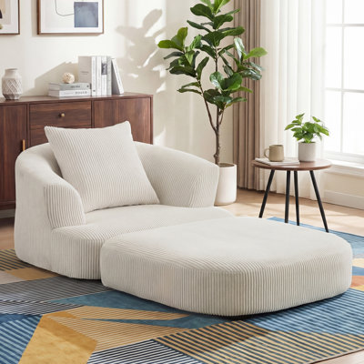 Oversized Upholstered Convertible Accent Barrel Chair