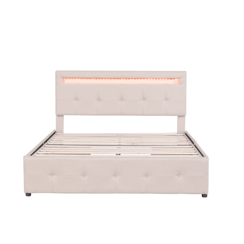 Chelcee Upholstered Storage Bed, Beige