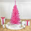 Pre-Lit Medium Artificial Pine Christmas Tree - Pink - Clear Lights-1855166246