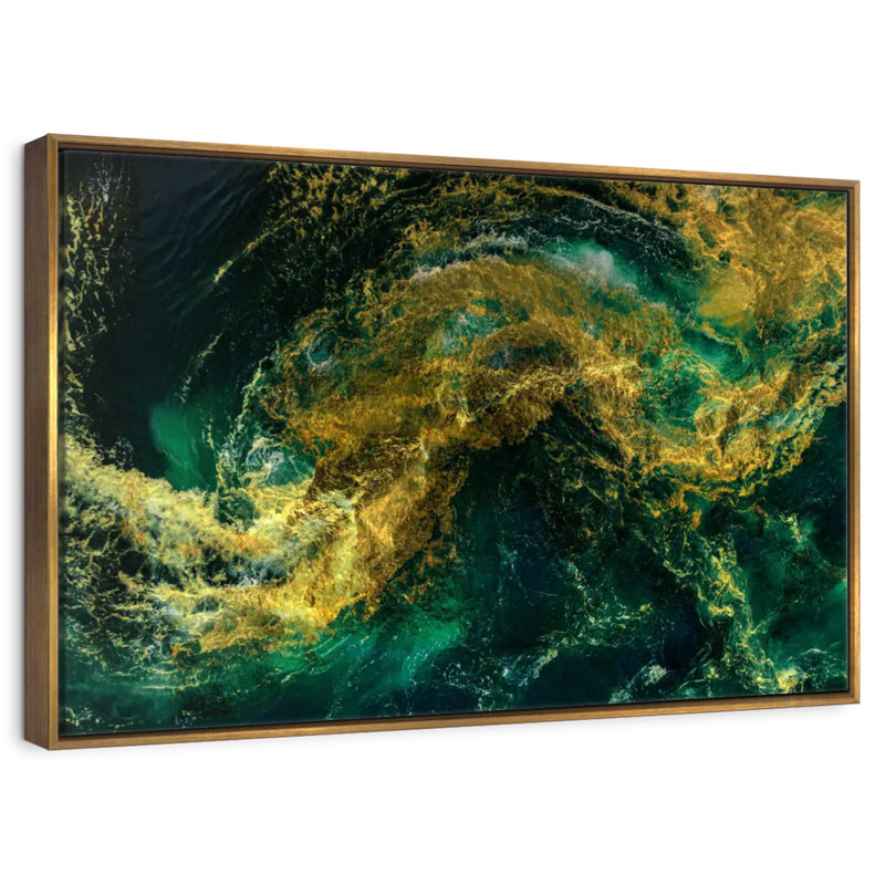 Vagues d'eau, Cadre flottant doré, 43 po x 29 po