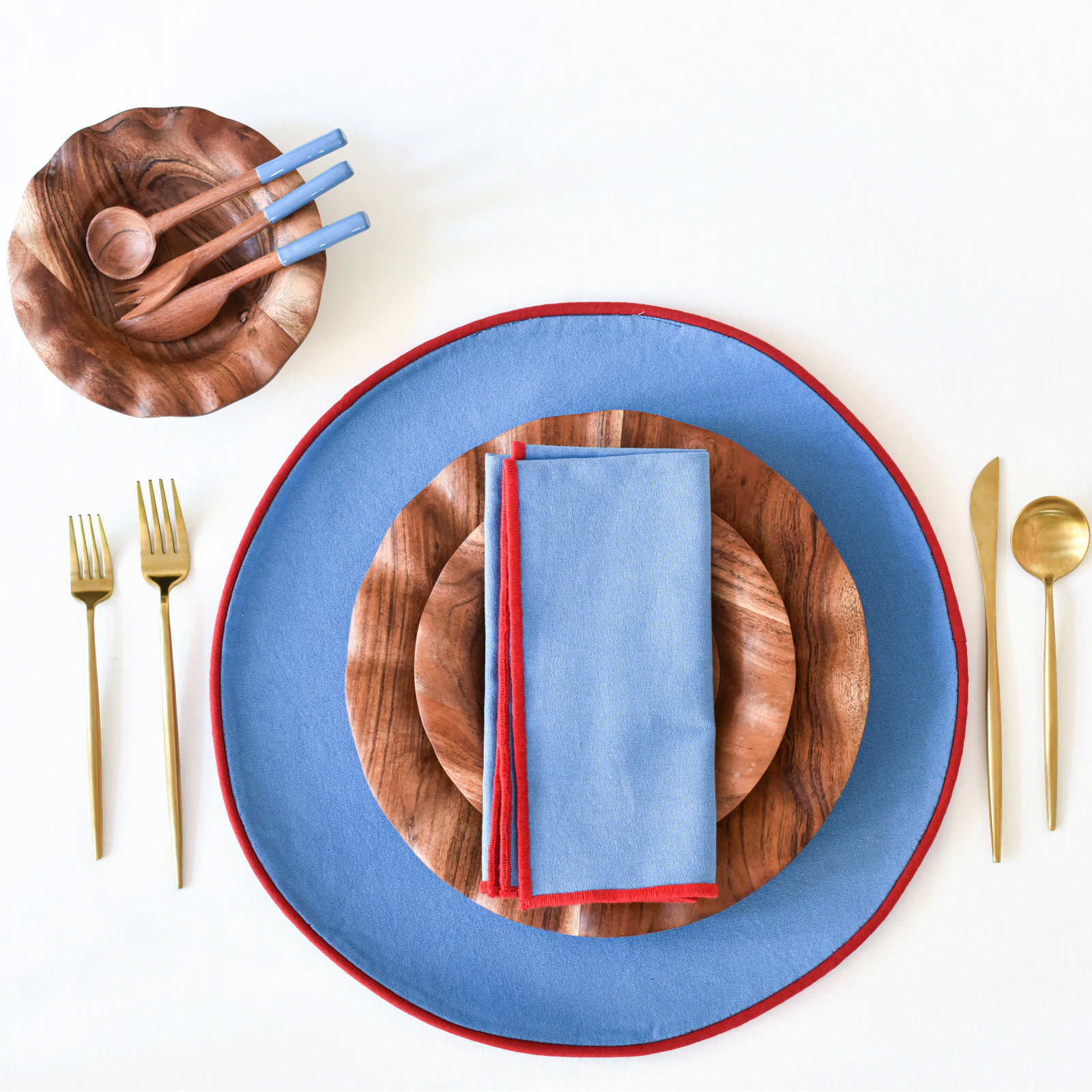 Reversible Placemat, French Blue/Red