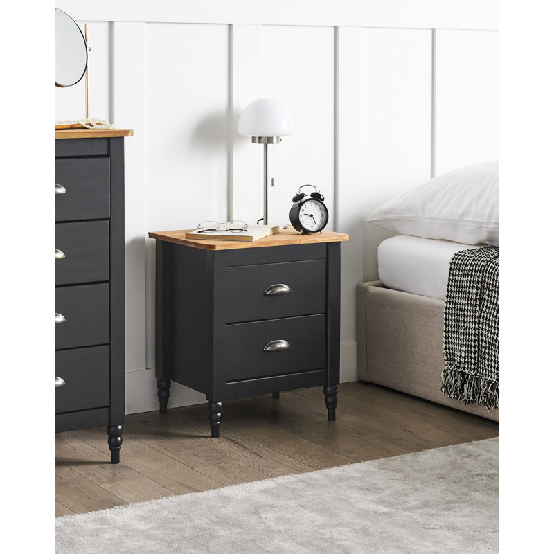 Cimino 46cm W Solid Wood Bedside Table, Brown/Black
