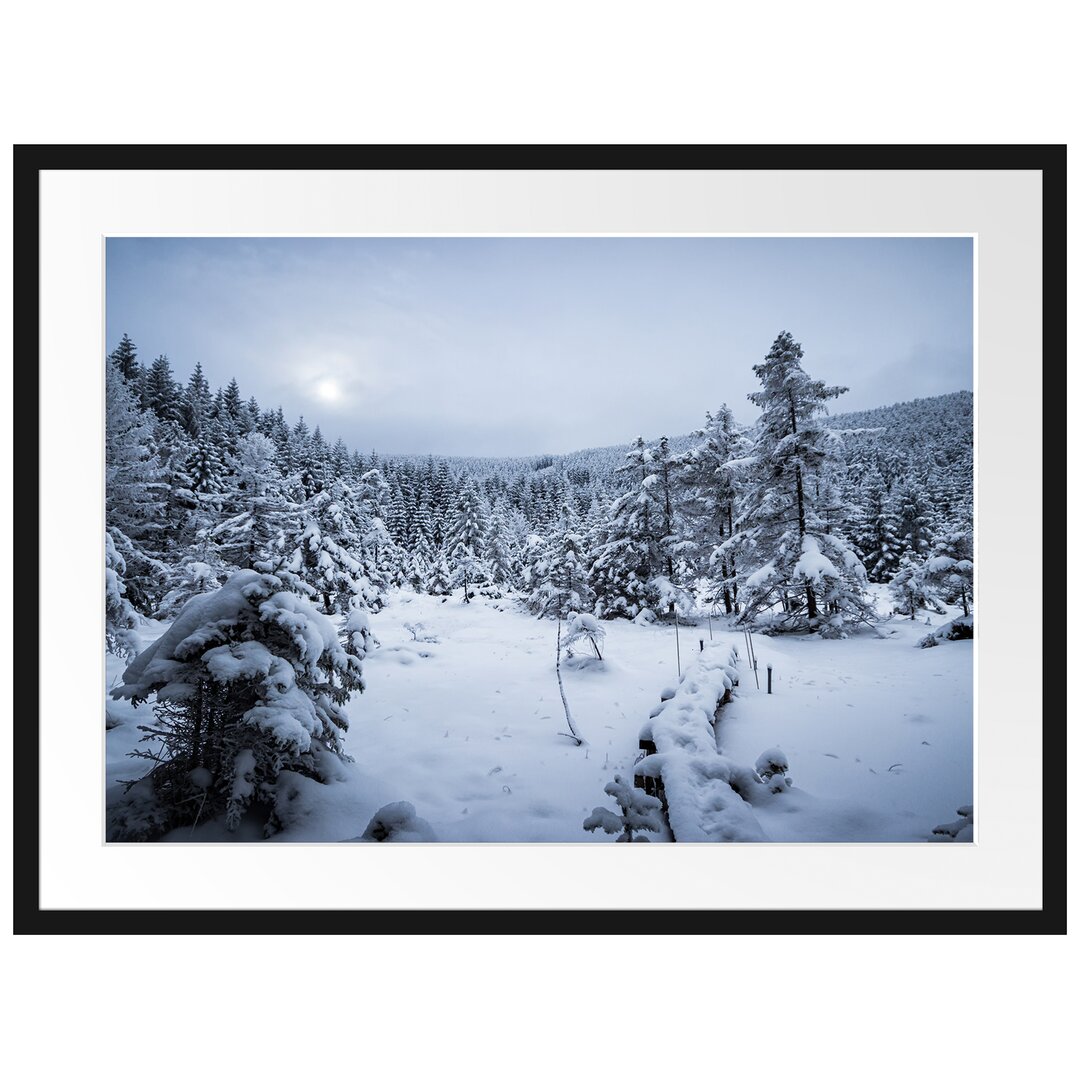 Gerahmtes Poster Winterlandschaft vereister See