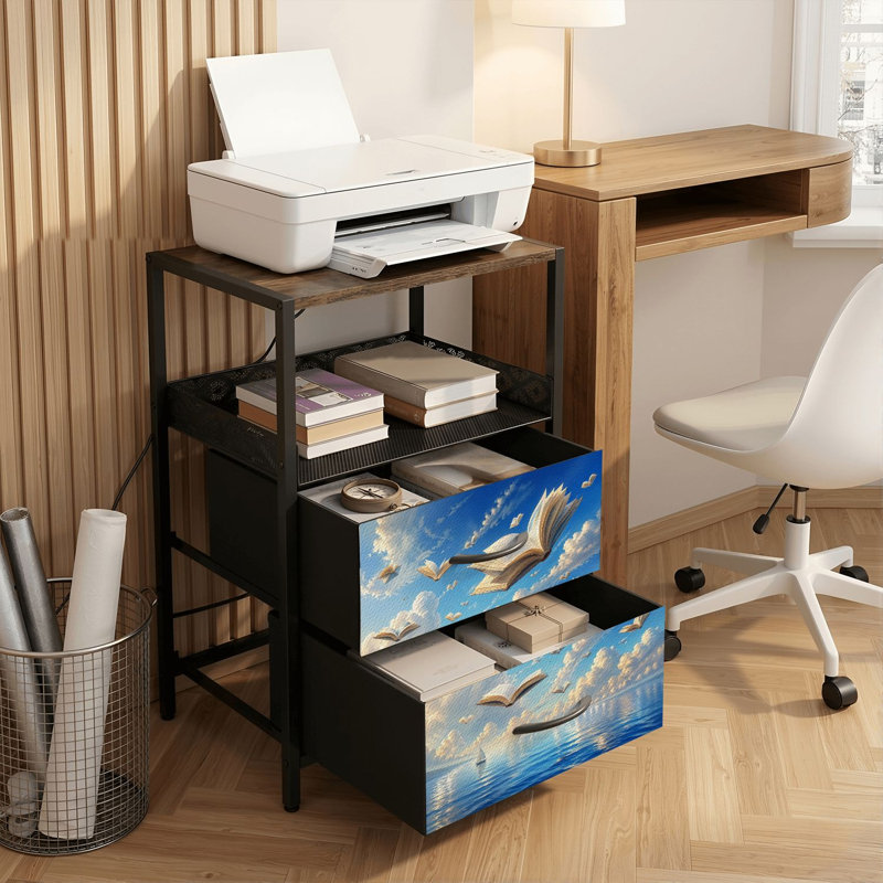 Table de chevet 2 tiroirs avec station de charge, table de chevet avec ports USB et amp; Table de chevet noire Outlets