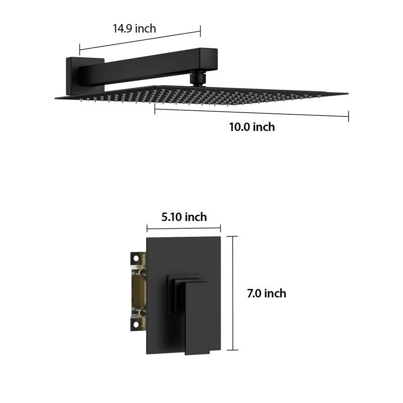 Shower System - 10" Rainfall Head & -balanced Valve, Wall Mount, Easy Installation Phenomenal Faucet , 10-inch Head, Simple Install