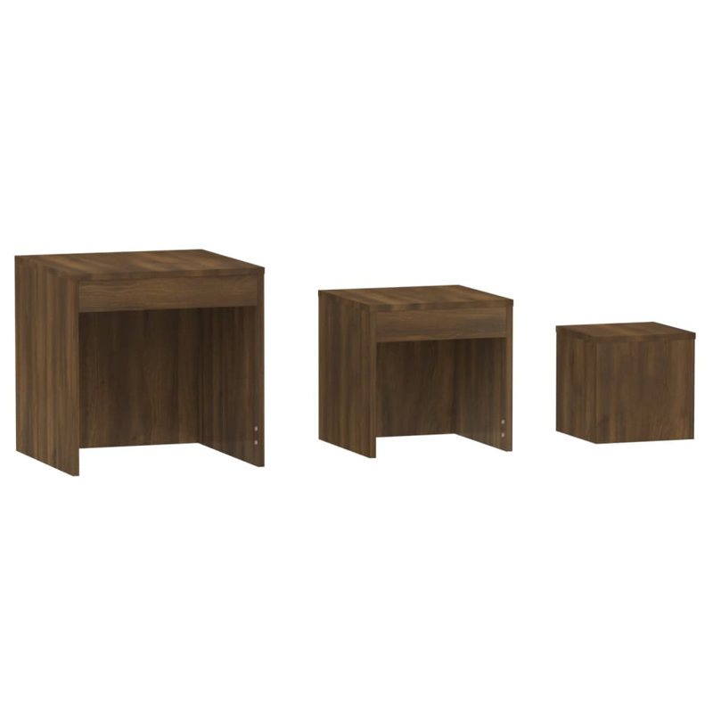Nesting Tables 3 pcs Engineered Wood, Brown Oak, Brown Oak