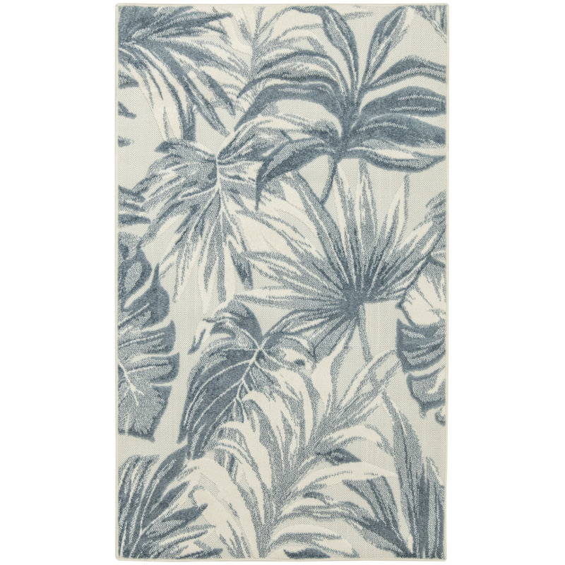 Clemencio Ivory Blue Modern Rug, Rectangle 2'8" x 4'
