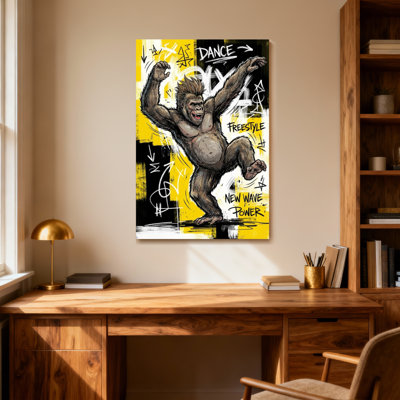 Animals Dancing Gorilla Graffiti Art Print