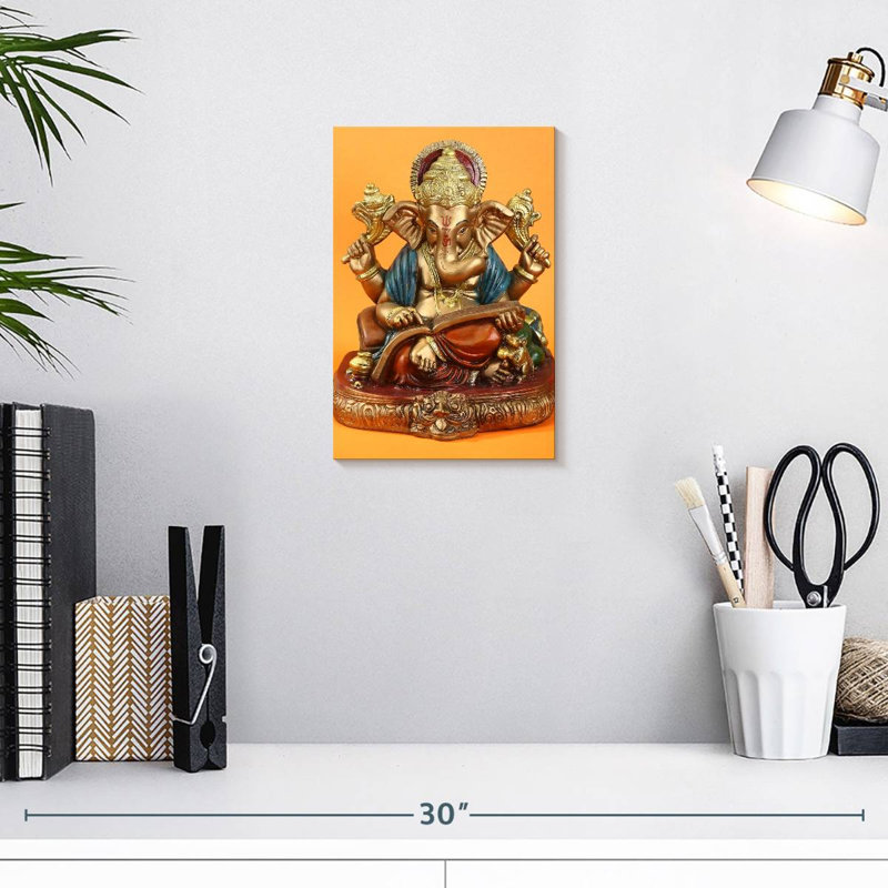 Adella Golden Ganapati Idol, H 12 po x l 8 po