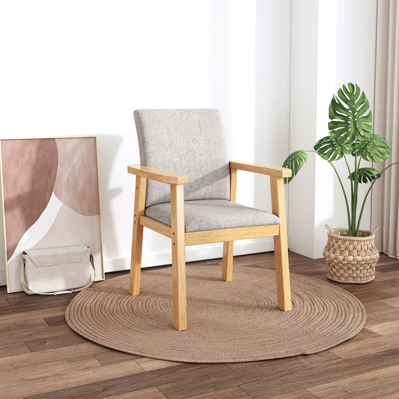Upholstered Solid Wood Dining Chair Accent Chair Classic Armchair Reading Chair, 1