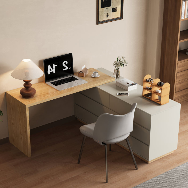 L-shaped Corner Desk With 6 Drawers