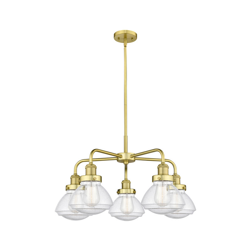 Almarosa 5 - Light Glass Dimmable Chandelier, Satin Gold, Seedy