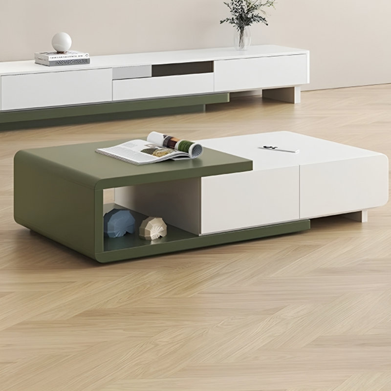 Modern Simple Retractable Coffee Table, 15.75" H x 41.34" L x 27.56" W