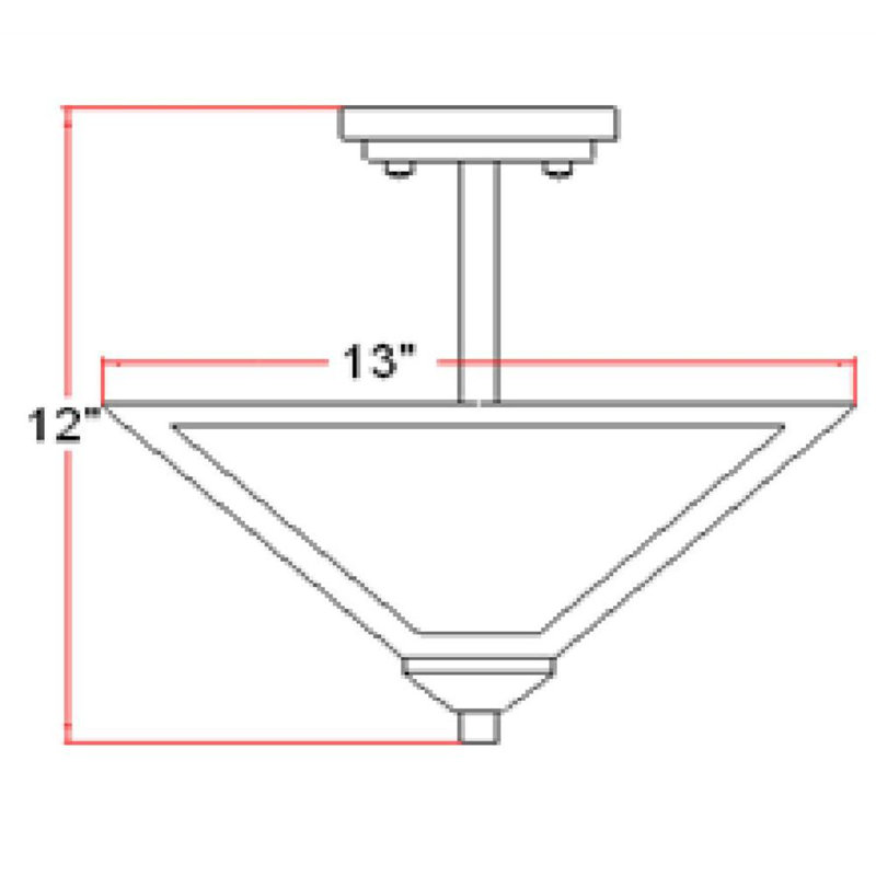 Plafonnier semi-encastré à cônes 13 po 2 lumières simple Bendigo