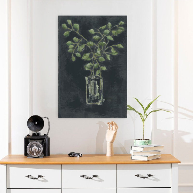 Eucalyptus abstrait, art contemporain rustique, H 24 po x l 16 po