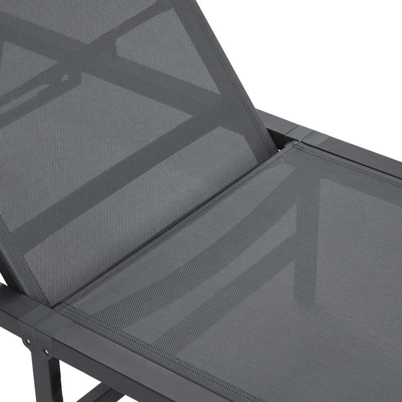 Outdoor Chaise Lounge Chair With 5-position Adjustable Back, Foldable Patio Lounge, 400 Lbs, Gray