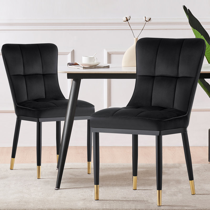 Guitierrez Velvet Upholstered Parsons Chair, Black