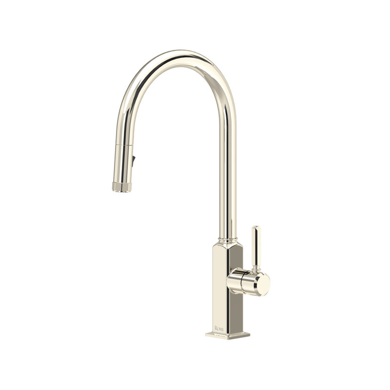 Apothecary Pull-Down Kitchen Faucet With C-Spout, Polished Nickel