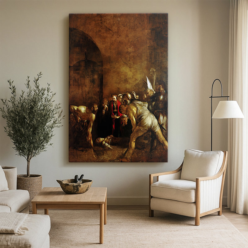 L'enterrement de Sainte-Lucie, toile tendue par Caravaggio, 40 po x 60 po