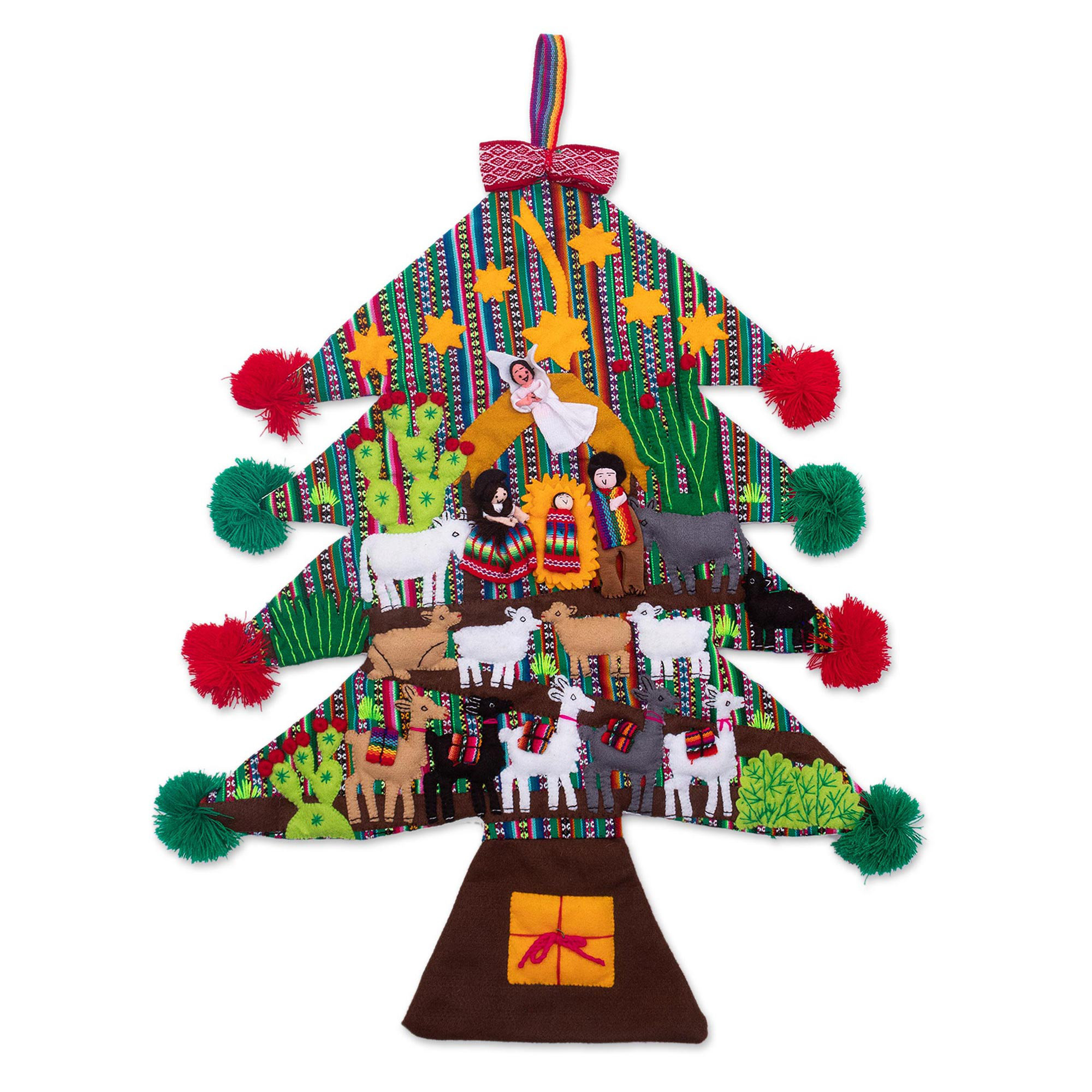 The Holiday Aisle® Cotton Handmade Nativity Tree Applique Wall Hanging ...