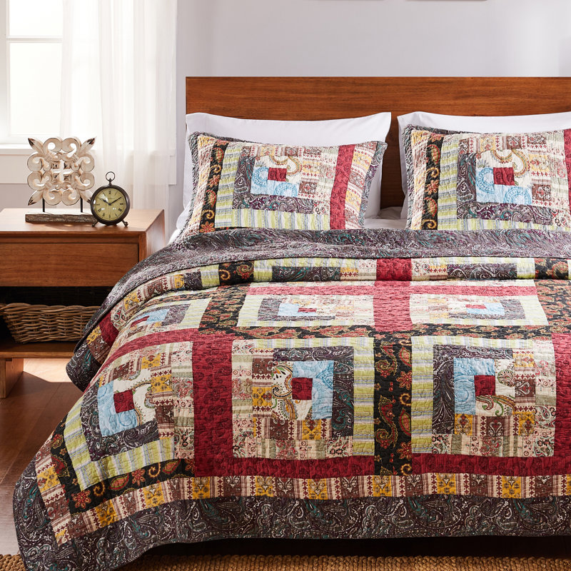 Colorado Lodge Multicolor Cotton Reversible Full Quilt Set