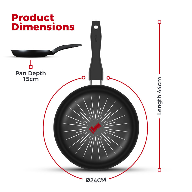 Smartstart Forged Aluminium Frying Pan With Aeroglide Pro Non-Stick, Induction Compatible, 24 cm