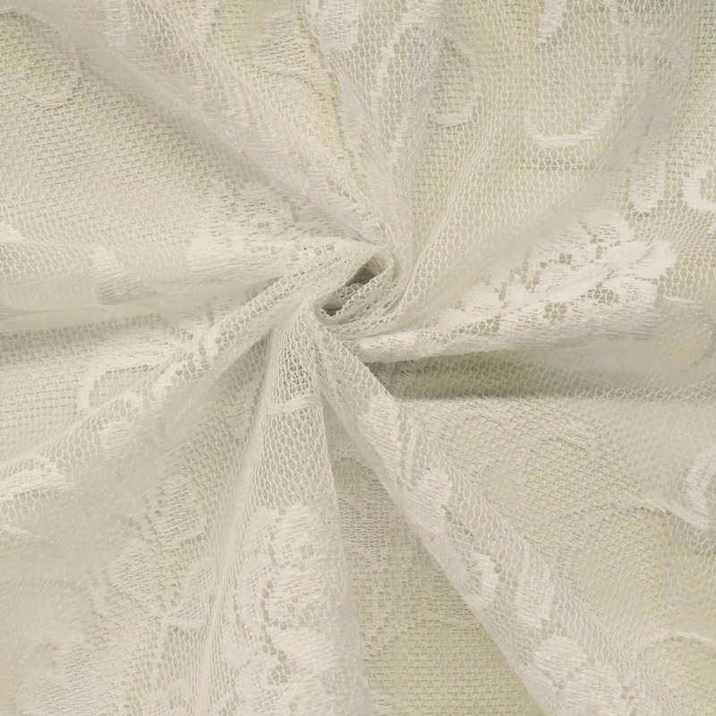 Farhaan Floral Ruffled Cafe Curtain, 55" W x 36" L, Ivory