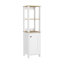 Armoire à linge Jannès, deux tablettes ouvertes, une porte, finition chêne clair / blanc-740430644