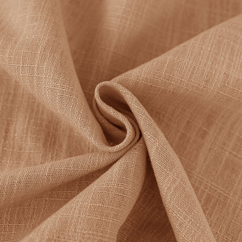 Paire de rideaux semi-transparents en mélange de lin Kambi , Cuivre orangé, L 52 po x L 63 po