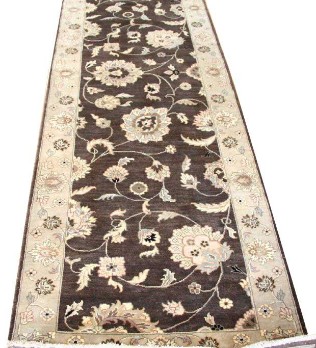 Agra Wool Oriental Area Rug in Brown, Runner 3'2" x 19'4"